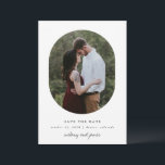 Oval ram spara datumet<br><div class="desc">Spara datum fotokort med ett foto och modern typografi. Foto av unsplash.com</div>