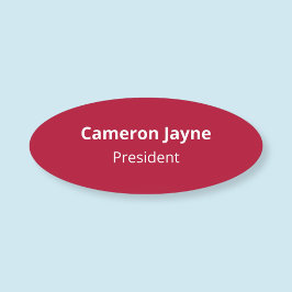 Oval Red Namn bricka Badge Safety Pin eller Magnet Namnbricka