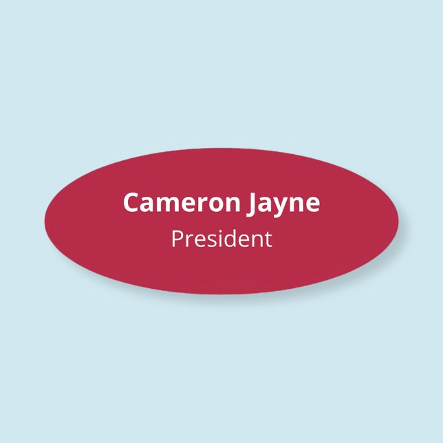 Oval Red Namn bricka Badge Safety Pin eller Magnet Namnbricka (MISOOK Oval Red Name Tag)