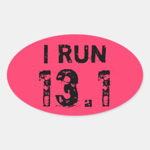 Oval Rosa I Springa 13.1 Sticker Ovalt Klistermärke