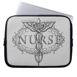 Oval silver caduceus sköterska laptop fodral
