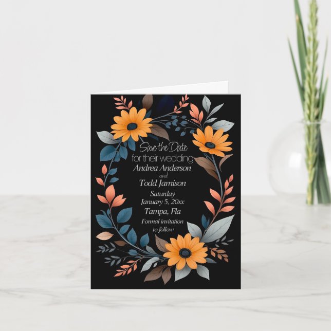 Oval solros bröllop meddelande (Framsida)