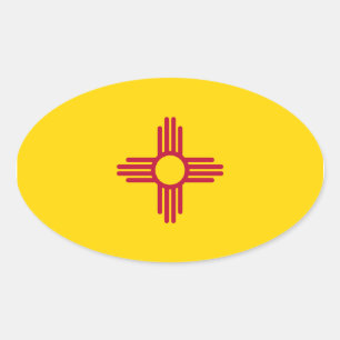 Oval Sticker för new mexico Flagga Ovalt Klistermärke