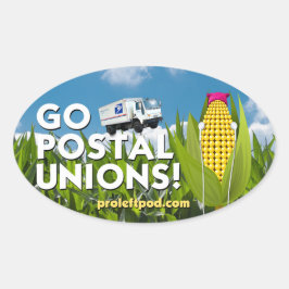 Oval Stickers (4/pg) - Go Postal Unions! Ovalt Klistermärke