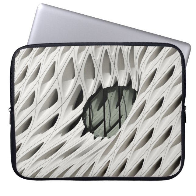 Oval svart färgtonsglasruta på vitt yta laptop fodral (Framsidan)