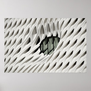 Oval svart färgtonsglasruta på vitt yta poster