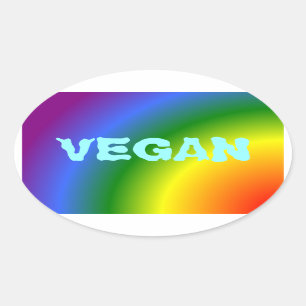Oval Vegan Rainbow Sticker Ovalt Klistermärke
