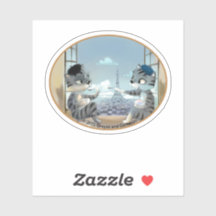 Oval Vinyl Sticker från Paris till dag (olika stor