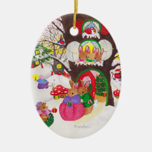 Oval Woodland Julprydnad Julgransprydnad Keramik