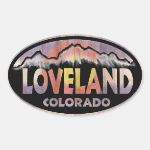 Ovala flagga av Loveland Colorado Ovalt Klistermärke