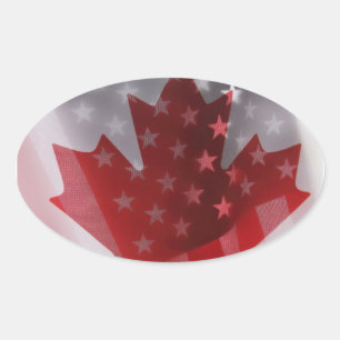 Ovala klistermärken i flaggor i USA och Kanada