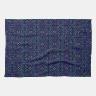 Ovaler av blå geometrisk Gult Kitchen Towel Kökshandduk