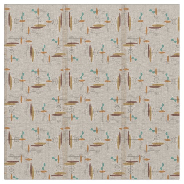 Ovaler och modernt linjerMitt--Århundrade Tyg (Närbild)