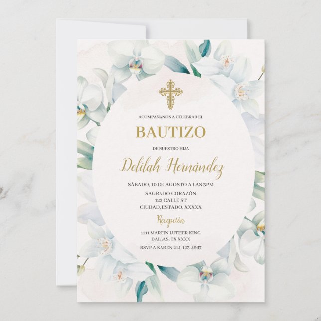 Ovalformad lily ram baptism-inbjudan inbjudningar (Framsida)