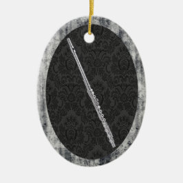 Ovalt prydnadhänge för flöjt julgransprydnad keramik