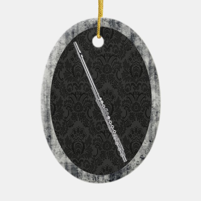 Ovalt prydnadhänge för flöjt julgransprydnad keramik (Framsidan)