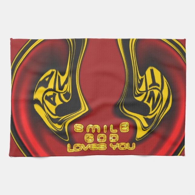 Ovanför: Guds Kärlek Andlig Hälsning Kökshandduk (Horisontell)