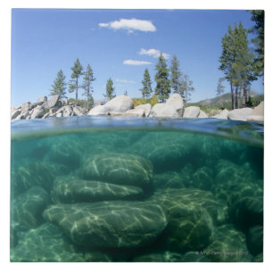 Ovanför och nedanföra Lake Tahoe Kakelplatta