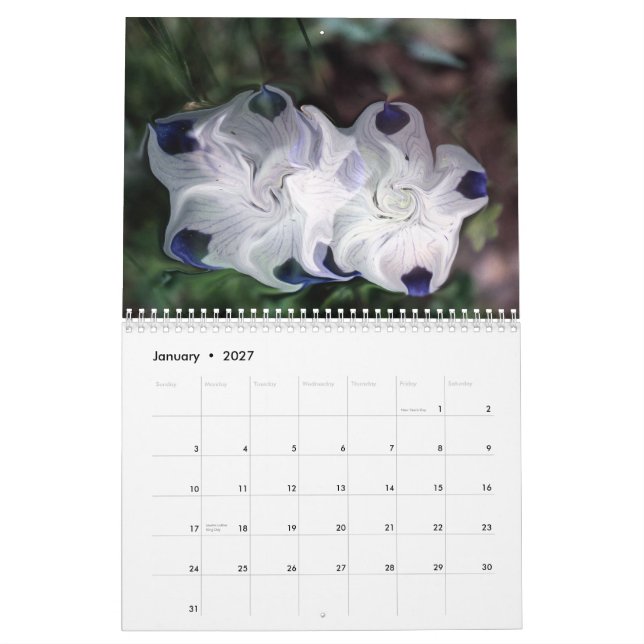 ovanlig blommabilder kalender (Jan 2027)