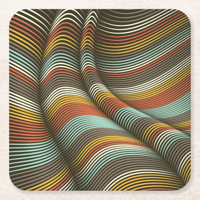 Ovanlig böjd dekorativ Flex Linjer Underlägg Papper Kvadrat (Framsidan)