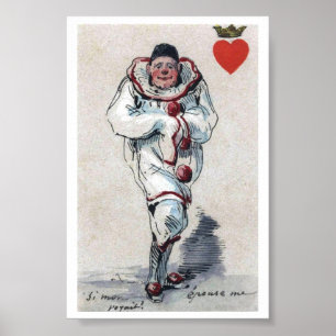Ovanlig Clown Kung i Hearts-uppspelningskortbild Poster