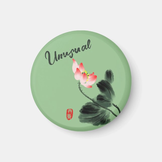 Ovanlig Coola Watercolor Flowers Freehand Teckning Magnet (Framsidan)