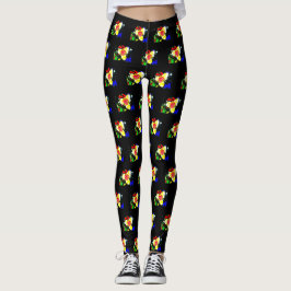 ovanlig färgrik gult och rött blommamönster leggings