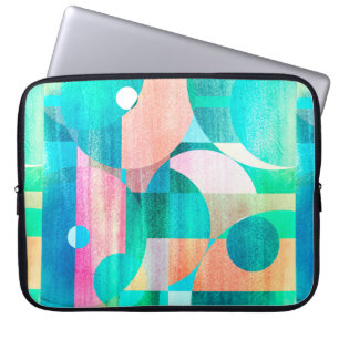 ovanlig, ljusstark, geometrisk abstrakt mönster laptop fodral