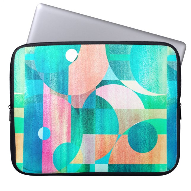 ovanlig, ljusstark, geometrisk abstrakt mönster laptop fodral (Framsidan)