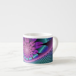 Ovanlig mönstrad färglös fantasy Flower Fractal Espressomugg