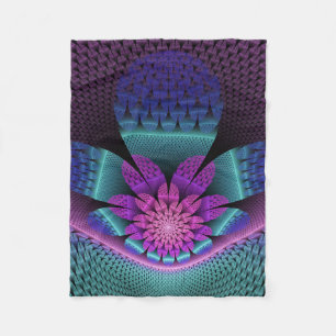 Ovanlig mönstrad färglös fantasy Flower Fractal Fleecefilt