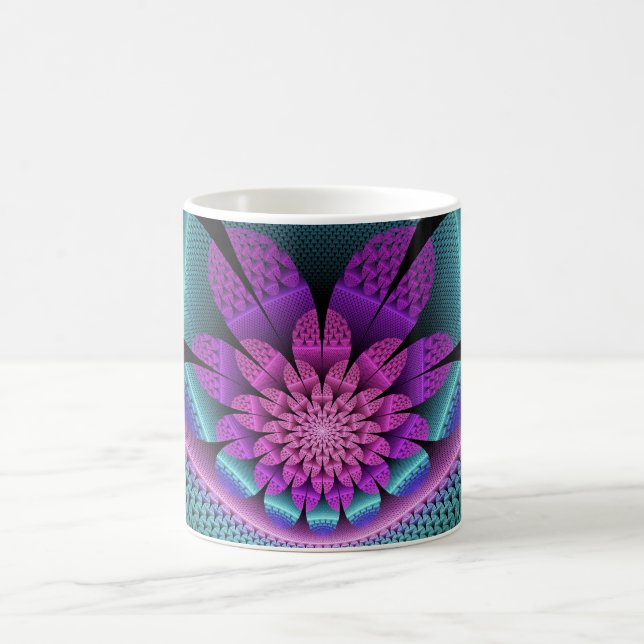 Ovanlig mönstrad färglös fantasy Flower Fractal Kaffemugg (Center)