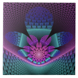 Ovanlig mönstrad färglös fantasy Flower Fractal Kakelplatta