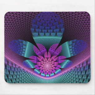 Ovanlig mönstrad färglös fantasy Flower Fractal Musmatta