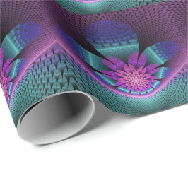 Ovanlig mönstrad färglös fantasy Flower Fractal Presentpapper