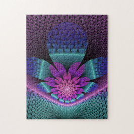 Ovanlig mönstrad färglös fantasy Flower Fractal Pussel