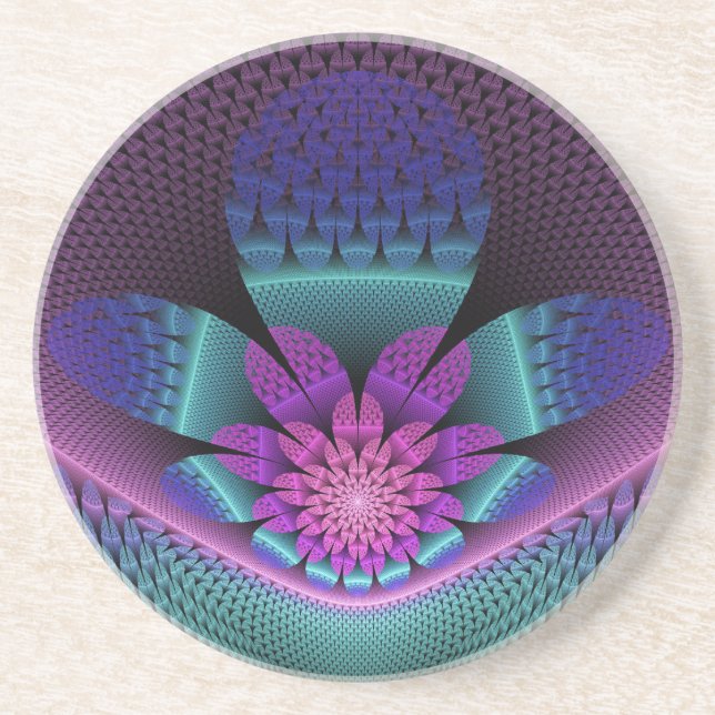 Ovanlig mönstrad färglös fantasy Flower Fractal Underlägg (Framsidan)