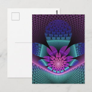 Ovanlig mönstrad färglös fantasy Flower Fractal Vykort
