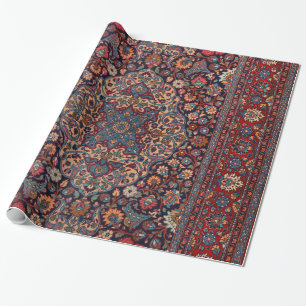 Ovanlig Persia Matta Blue Red Daisy Presentpapper