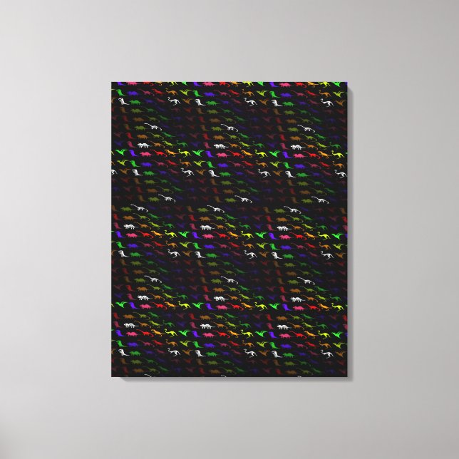 Ovanlig regnbåge, färglös söt dinosaurer av coola canvastryck (Framsida)