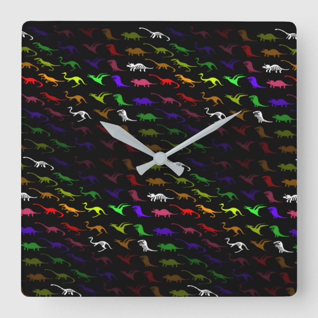 Ovanlig regnbåge, färglös söt dinosaurer av coola fyrkantig klocka (Framsida)