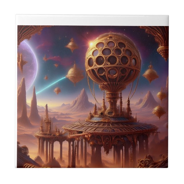 Ovanlig sfärisk struktur på en ödslig planet kakelplatta (Framsidan)