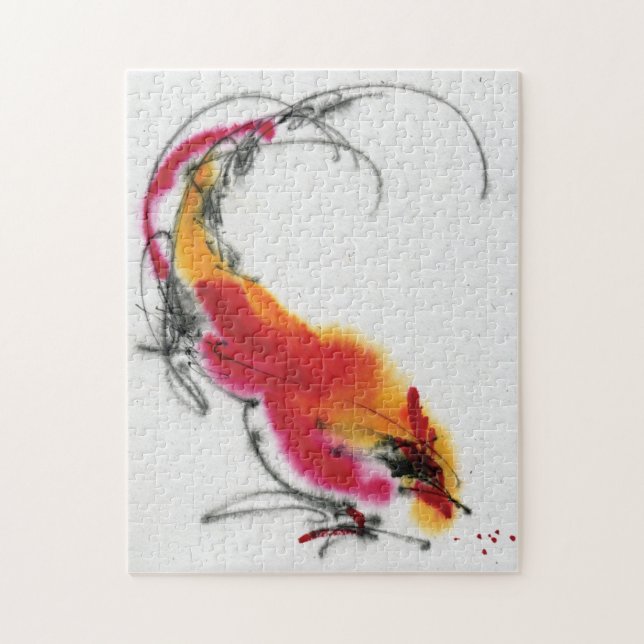 Ovanlig tupp. Calligraphy och watercolor. Pussel (Vertikal)