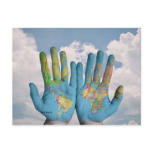 Ovanlig världskarta Atlas Händer Modern Art