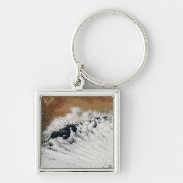 Ovanliga molnformationer fyrkantig silverfärgad nyckelring (Framsidan)