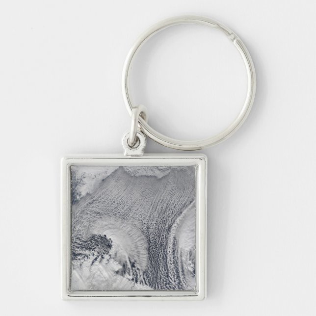 Ovanliga molnformationer över Barents hav Fyrkantig Silverfärgad Nyckelring (Framsidan)