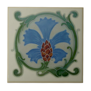 Ovanligt Art nouveau Maj Bros Blommigt Repro Antiq Kakelplatta