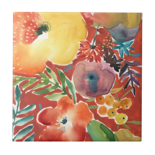 Ovanligt förekommande Blommigtar III Kakelplatta (Framsidan)