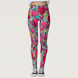Ovanligt, Kärlek Hearts mönster Leggings