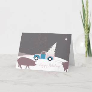 Ovanligt kort för Lastbil och Julgran Hälsning